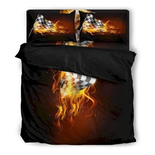 Fire Racing Black Bedding Sets Duvet Cover Bedroom Quilt Bed