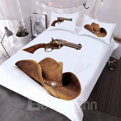 A Cowboy 8217 S Gun And Hat Bedding Sets Duvet Cover Bedroom