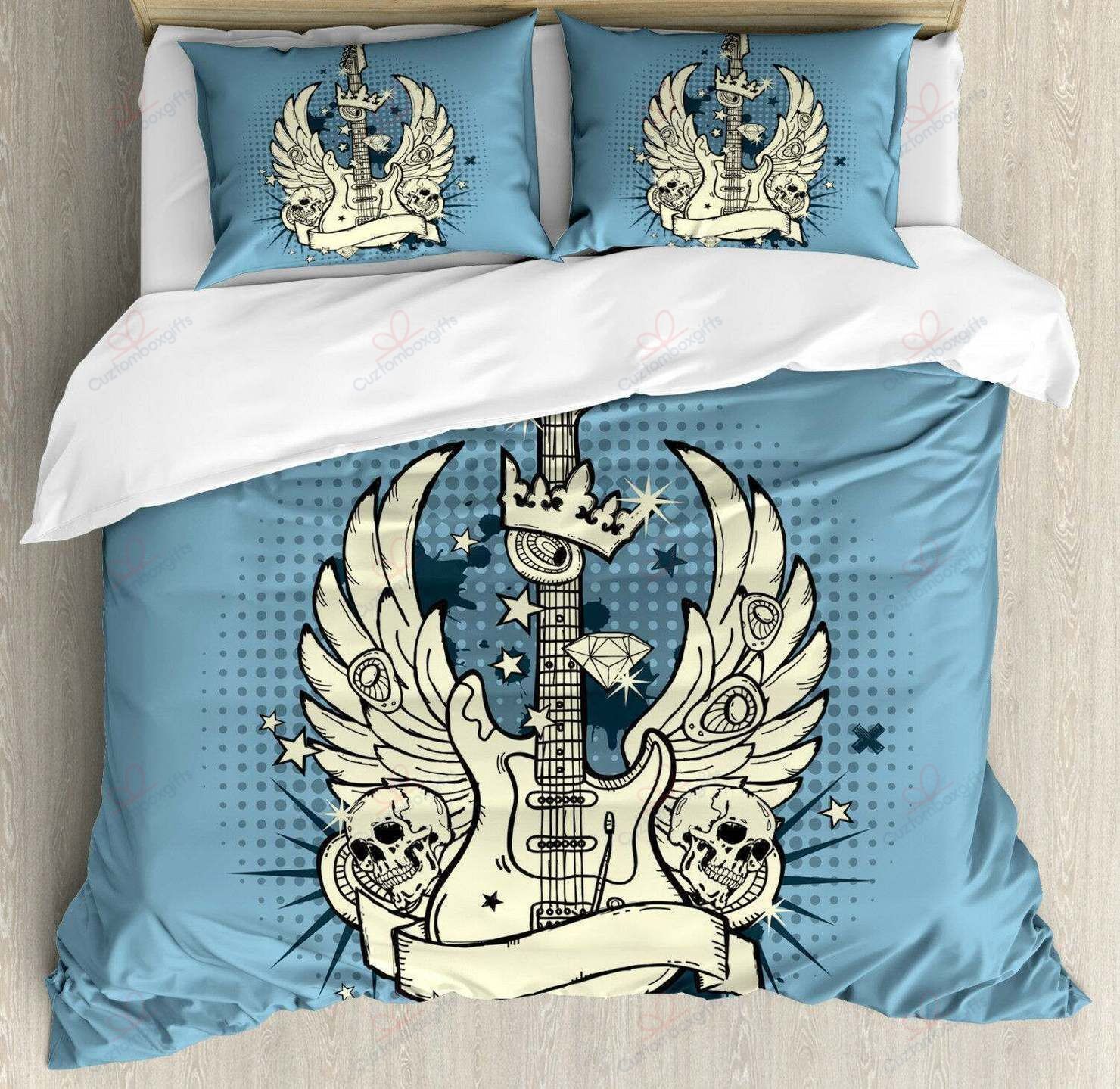 Artwork Guitar Wings With Crown Printed Bedding Set Bedding Sets