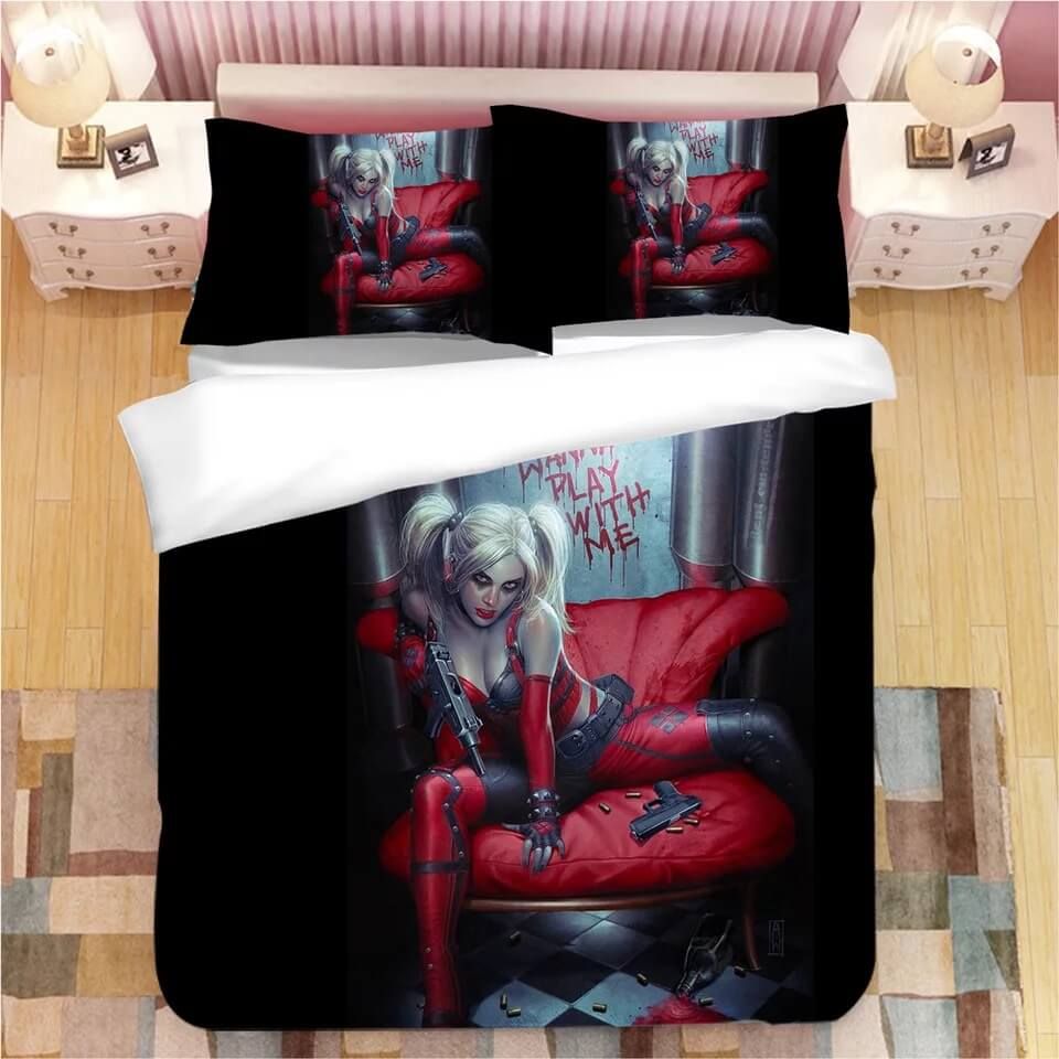 Dc Harley Quinn 3 Duvet Cover Pillowcase Bedding Set Quilt Bed