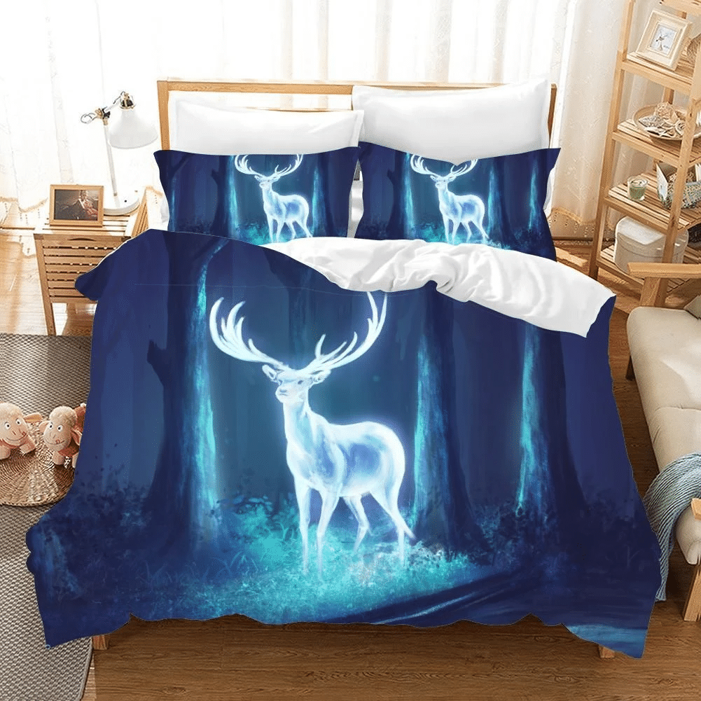 3d Blue Forest Elk Comfortable Bedding Set Bedding Sets Duvet