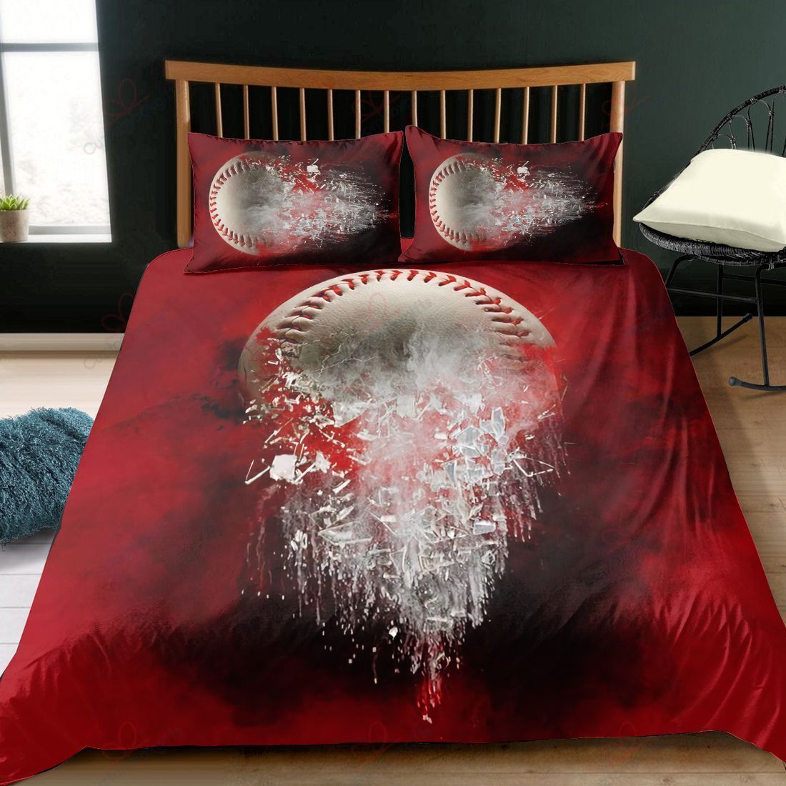 Baseball Color Burgundy Printed Bedding Set Bedding Sets Duvet Cover