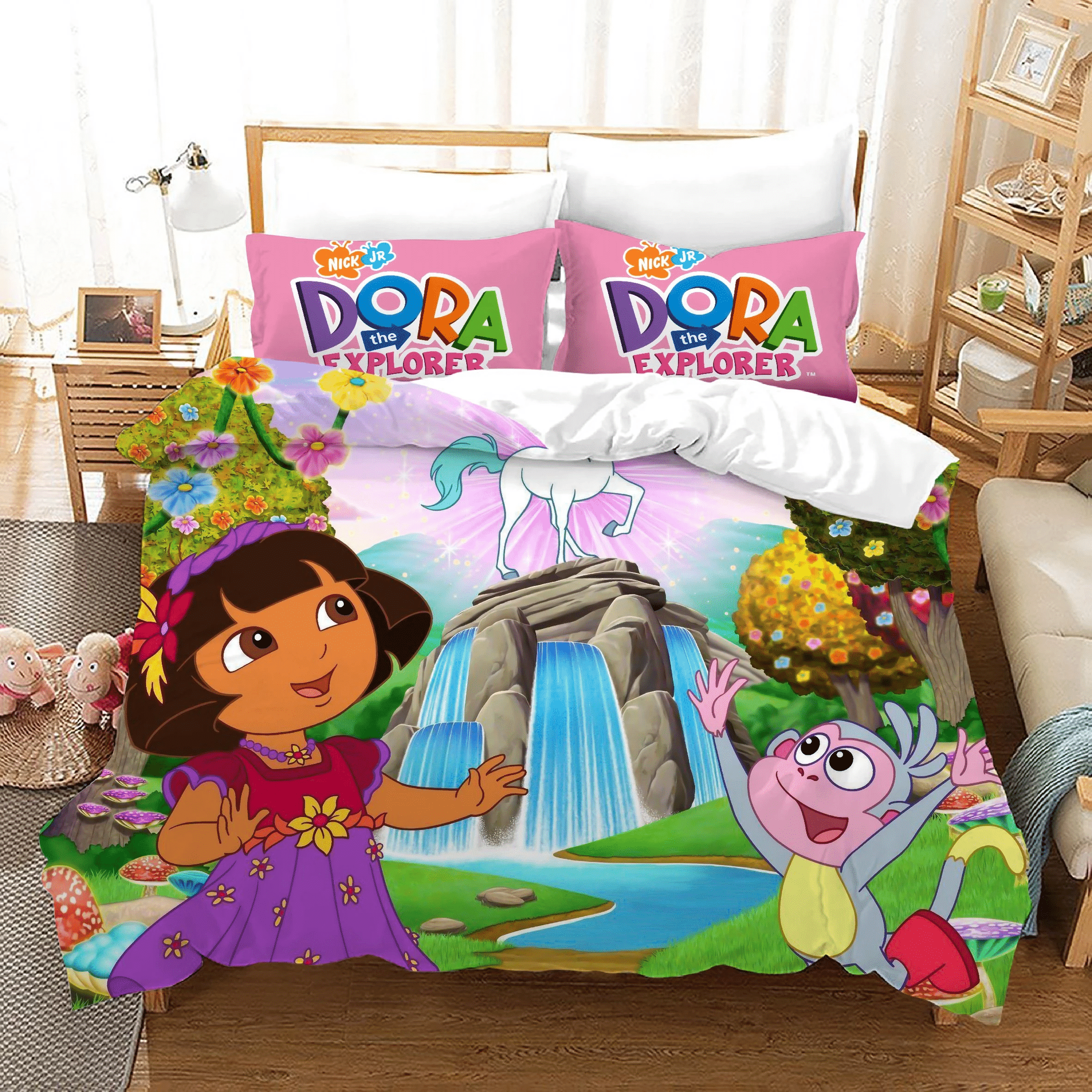 Dora The Explorer 2 Duvet Cover Quilt Cover Pillowcase Bedding