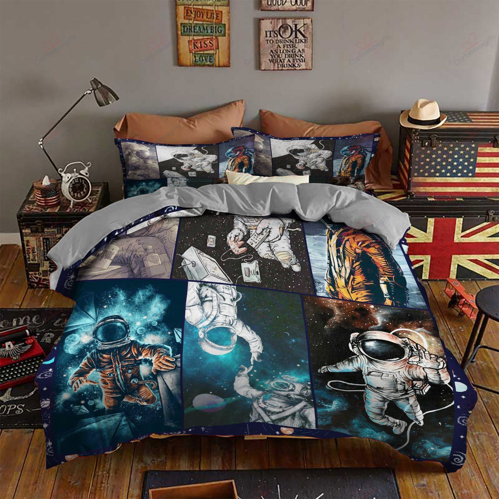 Astronaut Time To Discover Space Printed Bedding Set Bedding Sets