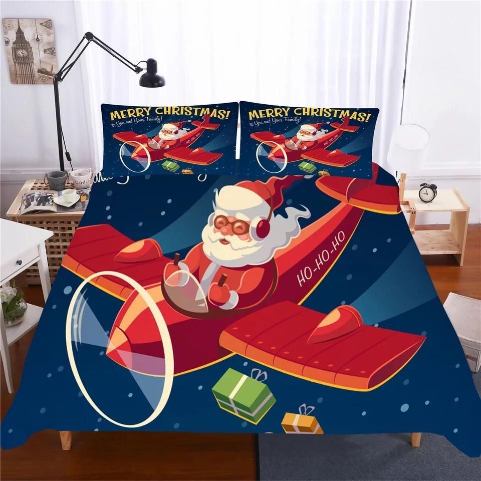 2019 Christmas Santa Claus 2 Duvet Cover Pillowcase Bedding Sets