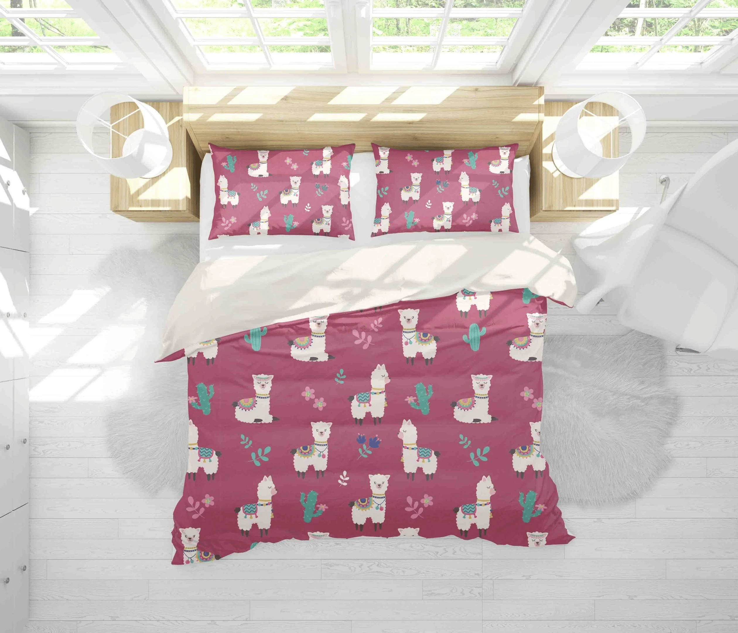 3d Claret Alpaca Pink Bedding Set Bedding Sets Duvet Cover