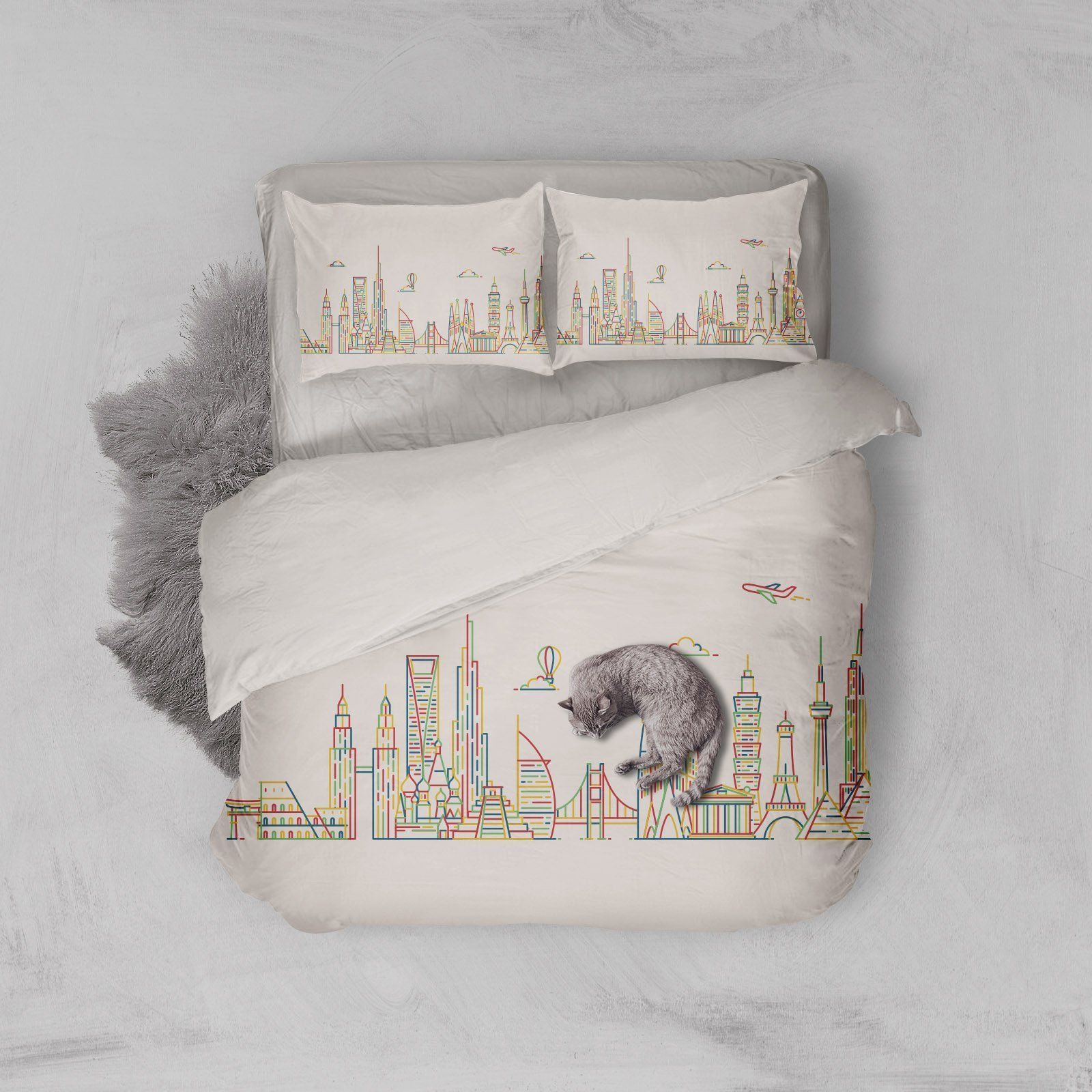 3d City Building Bedding Set Bedding Sets Duvet Cover Bedroom