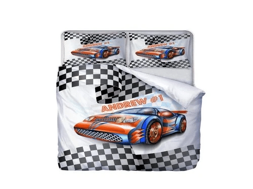 Personalized Race Car Comforter Bedding Sets Duvet Cover Bedroom Quilt
