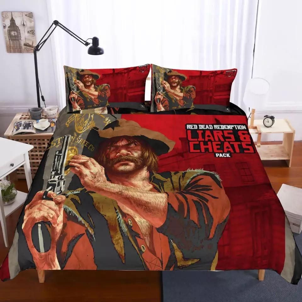 Red Dead Redemption 3 Duvet Cover Pillowcase Bedding Sets Home