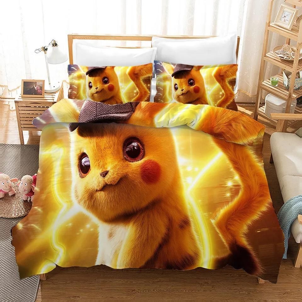 Pokemon Pikachu 3 Duvet Cover Pillowcase Bedding Sets Home Bedroom