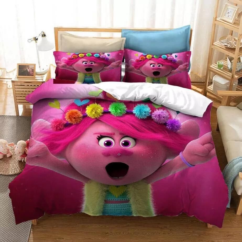 Trolls Poppy 6 Duvet Cover Pillowcase Bedding Sets Home Bedroom