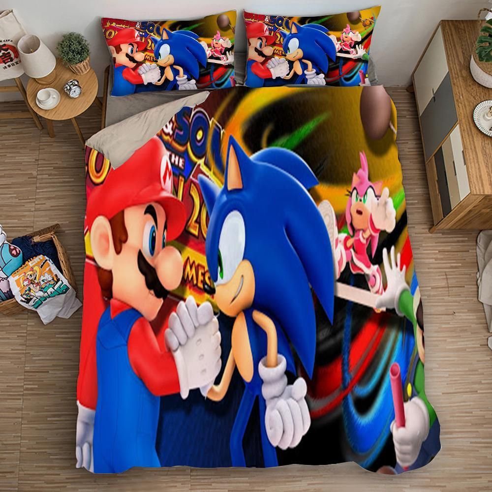 Sonic The Hedgehog 17 Duvet Cover Pillowcase Bedding Sets Home