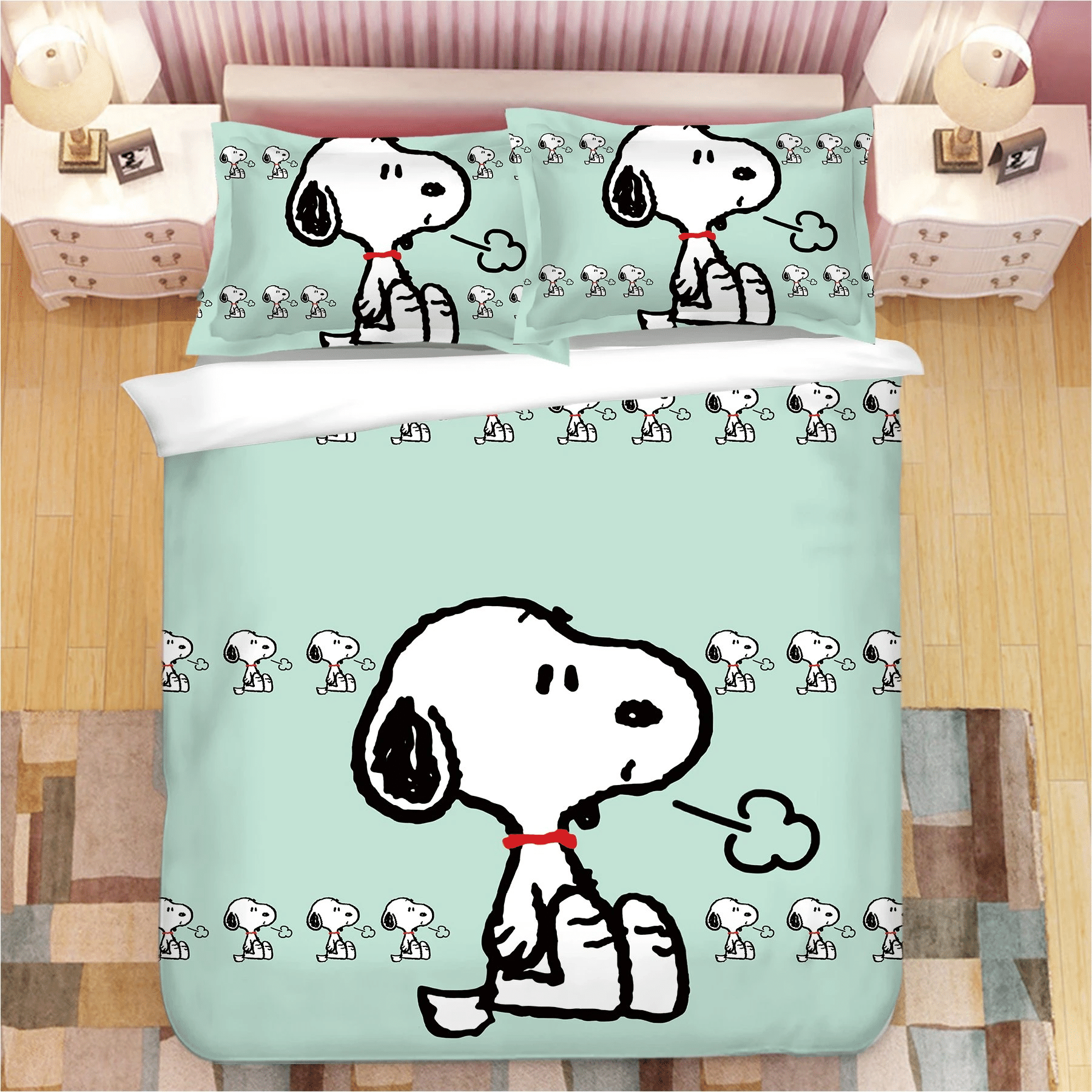 Snoopy 2 Duvet Cover Quilt Cover Pillowcase Bedding Sets Bed