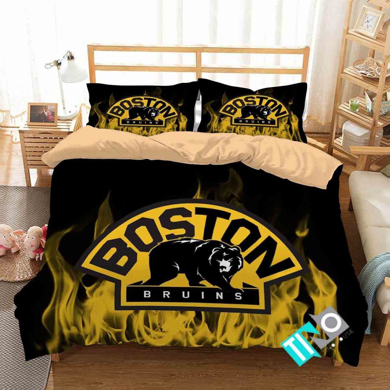 Nhl Boston Bruins 3 Logo 3d Duvet Cover Bedding Sets