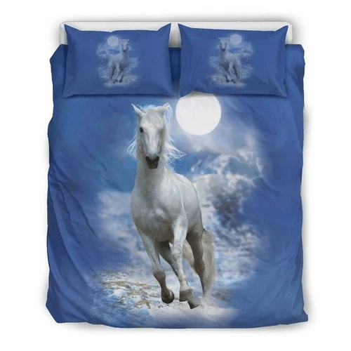White Lipizzaner Moonlit Night Horse Bedding Sets Duvet Cover Bedroom