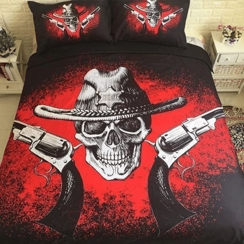 Skull Gun Bedding Sets Duvet Cover Bedroom Quilt Bed Sets