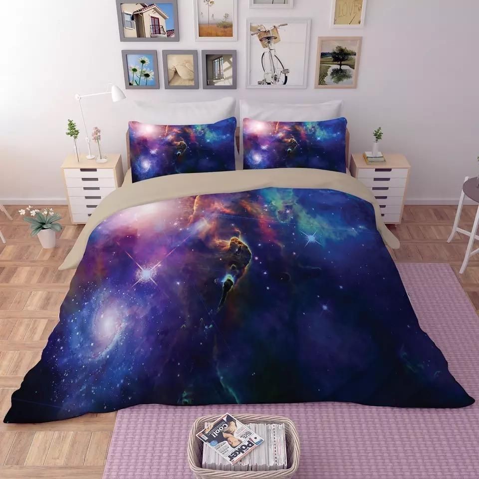 Universe Outer Space Themed Galaxy 1 Duvet Cover Pillowcase Bedding