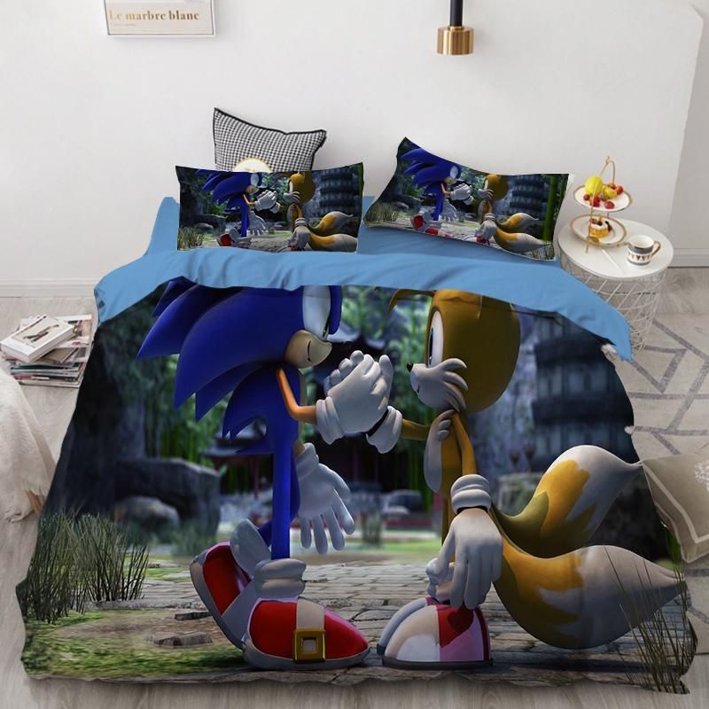 Sonic The Hedgehog 9 Duvet Cover Pillowcase Bedding Sets Home