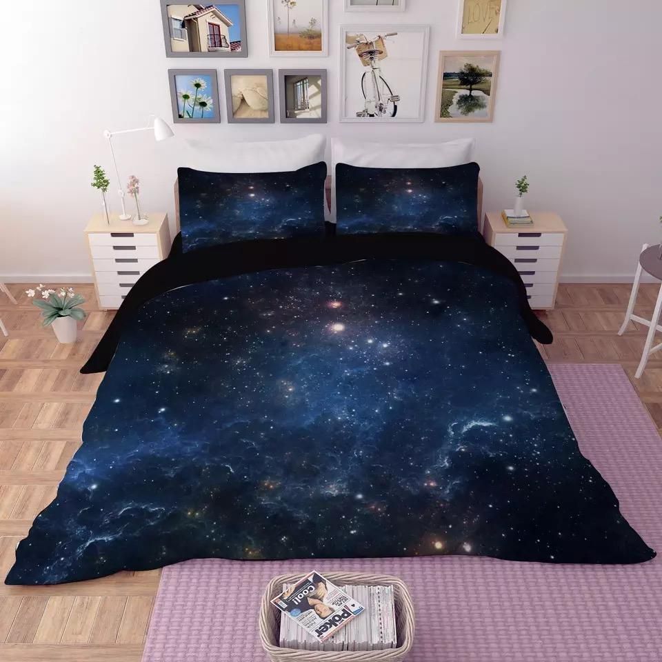 Universe Outer Space Themed Galaxy 2 Duvet Cover Pillowcase Bedding