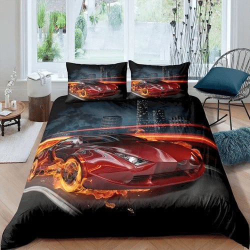 Sports Car Print Bedding Sets Duvet Cover Bedroom Quilt Bed