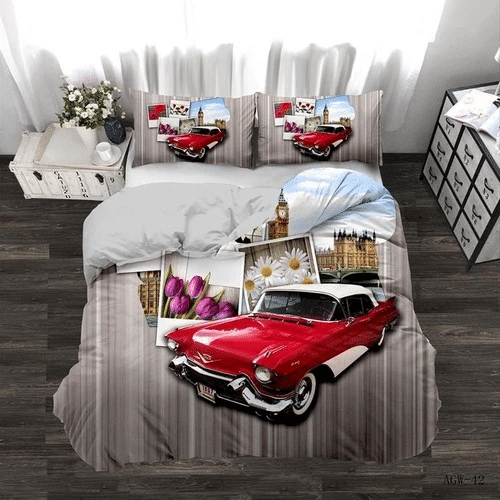 Red Racing Car Comforter Bedding Sets Duvet Cover Bedroom Quilt