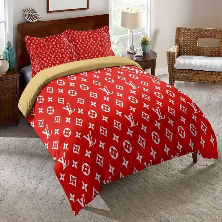 Red And White S U P R E M E Logo 3d Printed Bedding Sets Quilt