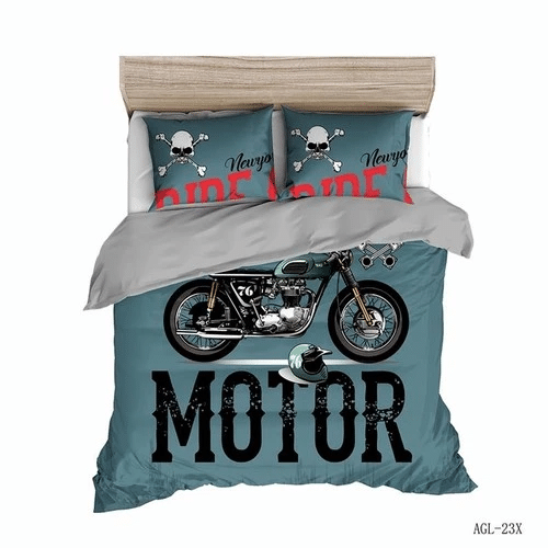 Sports Theme Motocross Bedding Sets Duvet Cover Bedroom Quilt Bed