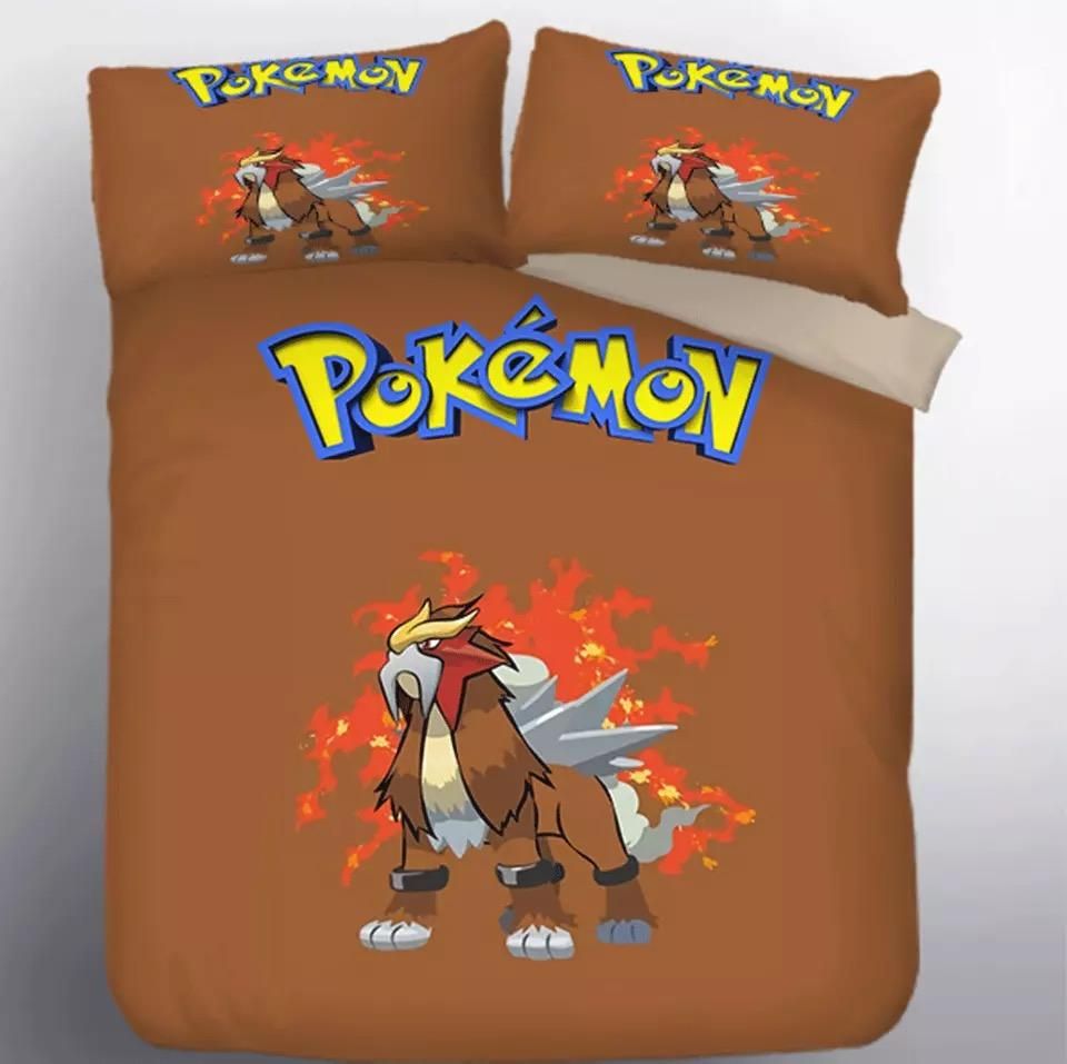 Pokemon Entei 6 Duvet Cover Quilt Cover Pillowcase Bedding Set