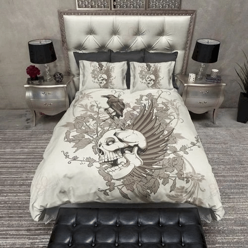 Skull Flowers 01 Bedding Sets Duvet Cover Bedroom Quilt Bed