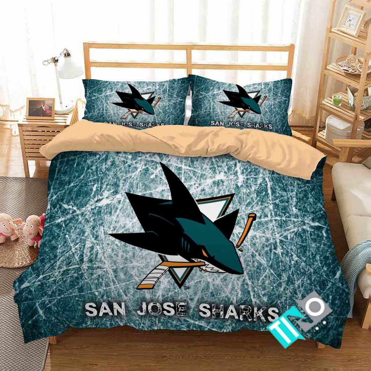Nhl San Jose Sharks 2 Logo 3d Duvet Cover Bedding