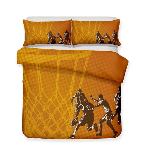 Orange Yellow Basketball Sports Bedding Sets Duvet Cover Bedroom Quilt