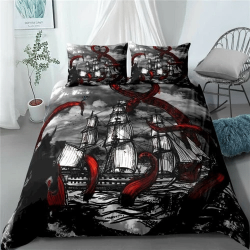 Octopus Boat Bedding Sets Duvet Cover Bedroom Quilt Bed Sets