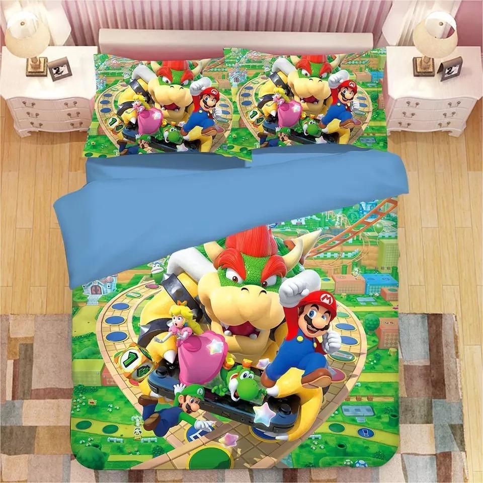 Super Mario Bros 2 Duvet Cover Pillowcase Bedding Set Quilt