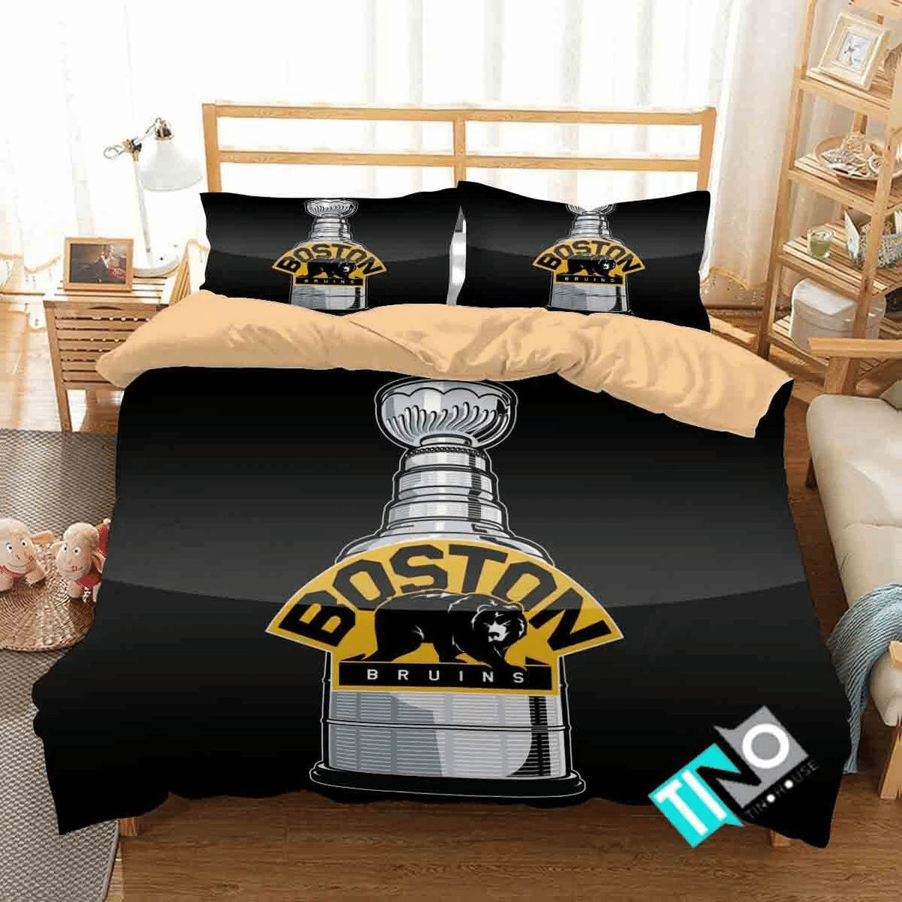 Nhl Boston Bruins 2 Logo 3d Duvet Cover Bedding Sets