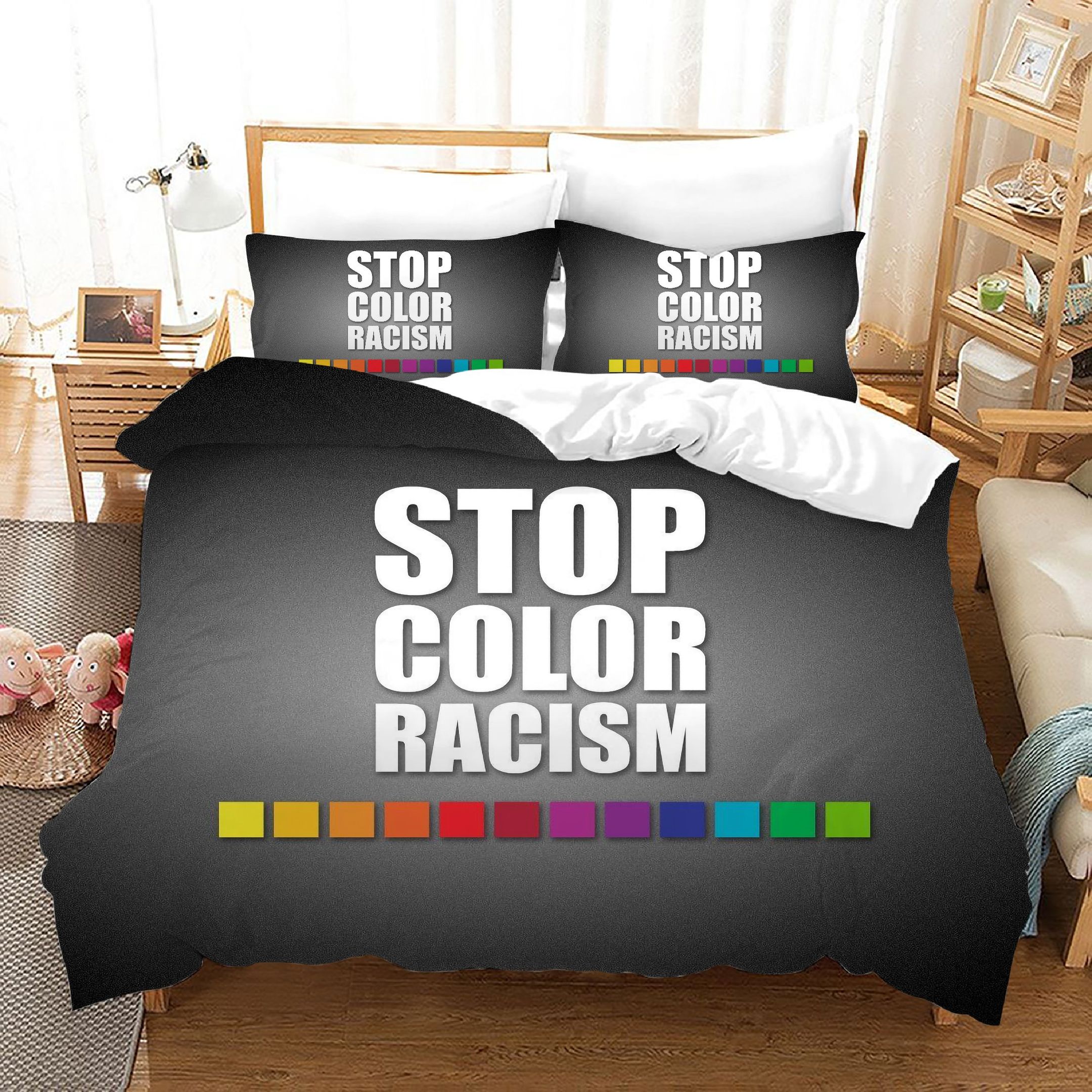 Stop Color Racism 1 Duvet Cover Quilt Cover Pillowcase Bedding