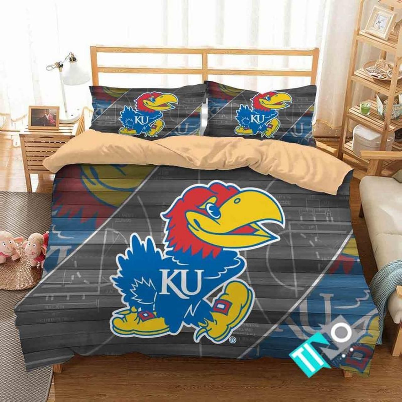 Ncaa Kansas Jayhawks 1 Logo N 3d Duvet Cover Bedding