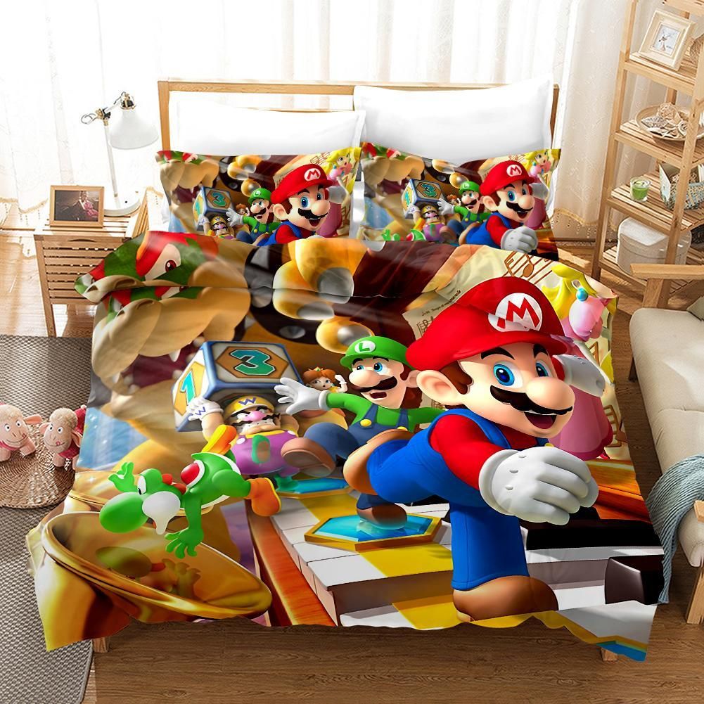 Super Smash Bros Ultimate Mario 30 Duvet Cover Pillowcase Bedding