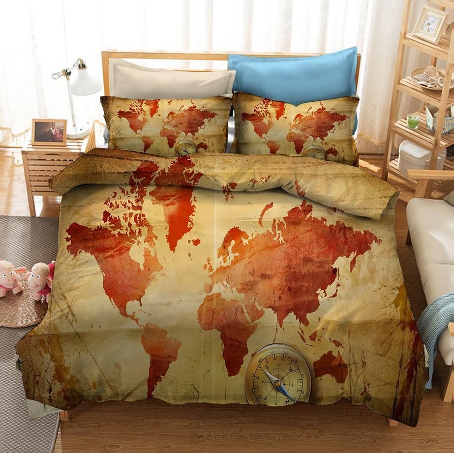 Map Of The World 5 Duvet Cover Pillowcase Bedding Sets