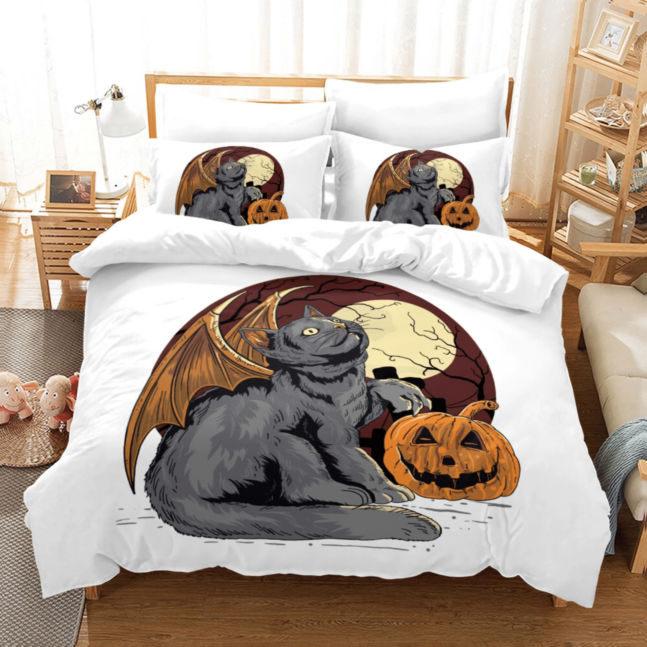 Halloween Pumpkin 3 Duvet Cover Pillowcase Bedding Set Quilt Bed