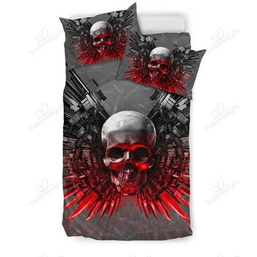Gun And Skull Art Bedding Sets Duvet Cover Bedroom Quilt