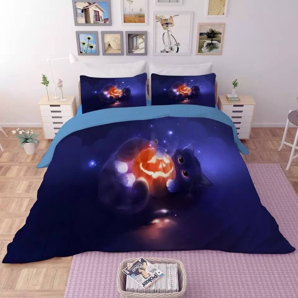 Halloween Horro Pumpkin Ghost 17 Duvet Cover Pillowcase Bedding Set