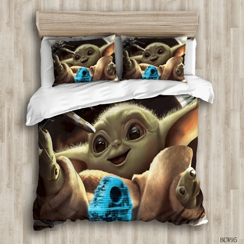 Lovely Baby Yoda Bedding Sets Duvet Cover Bedroom Quilt Bed