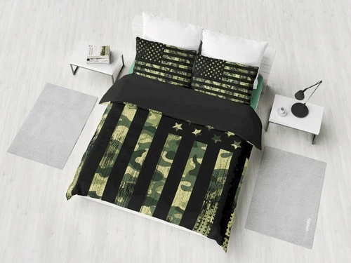 Green Camouflage American Flag Bedding Sets Duvet Cover Bedroom Quilt