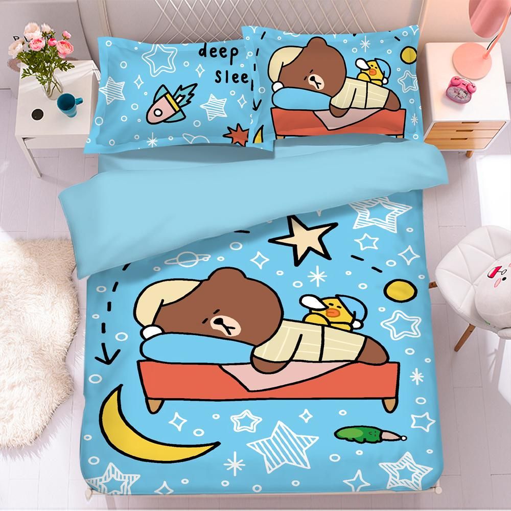 Line Town Brown Cony 10 Duvet Cover Quilt Cover Pillowcase