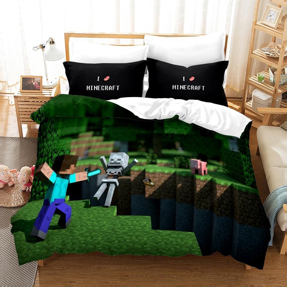 Minecraft 24 Duvet Cover Pillowcase Bedding Sets Home Bedroom Decor