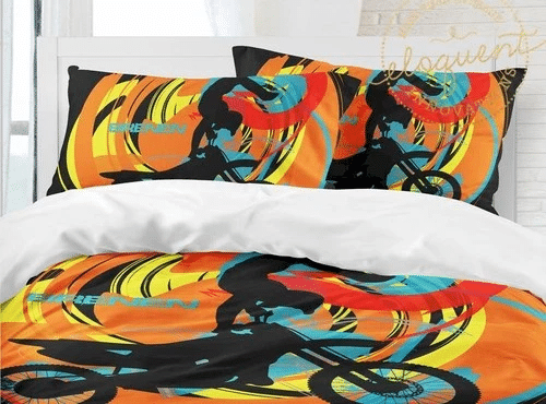 Kids Motocross Gifts Orange Yellow Bedding Sets Duvet Cover Bedroom