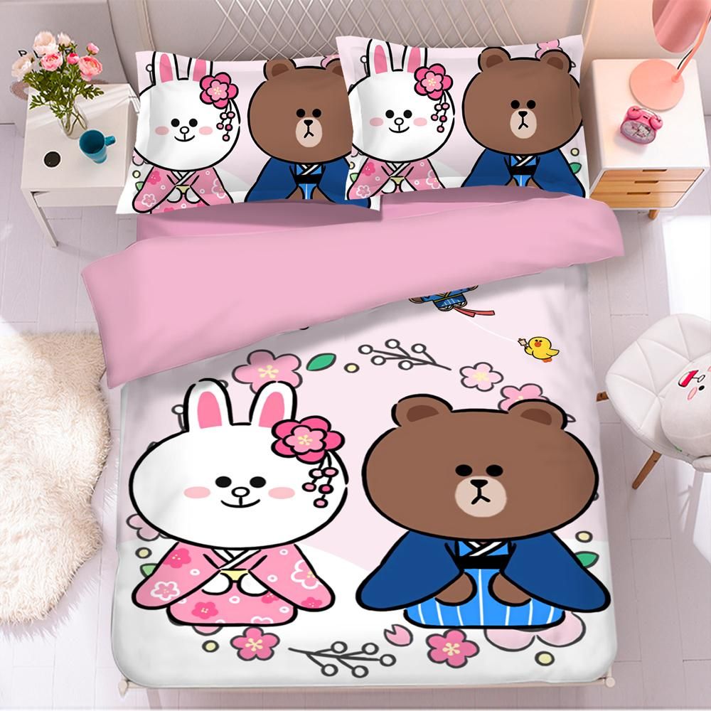 Line Town Brown Cony 7 Duvet Cover Quilt Cover Pillowcase