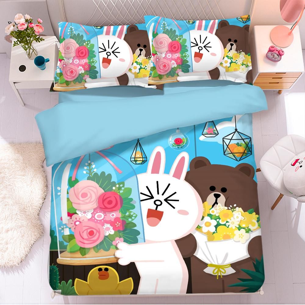 Line Town Brown Cony 2 Duvet Cover Quilt Cover Pillowcase