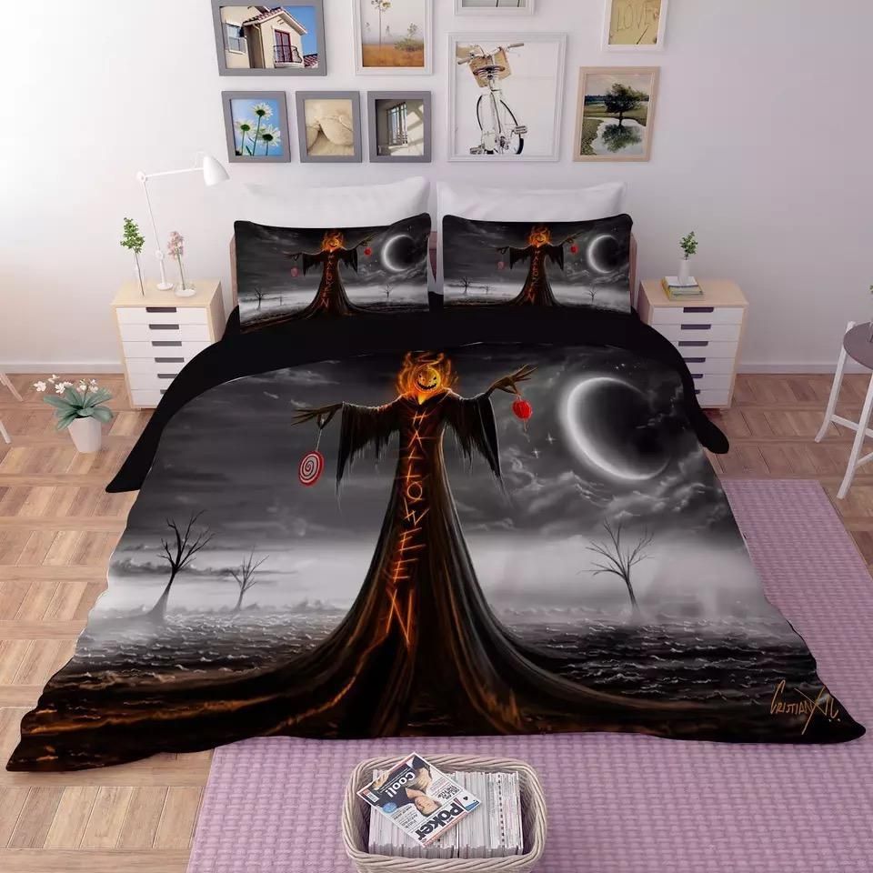 Halloween Horro Pumpkin Ghost 4 Duvet Cover Pillowcase Bedding Set