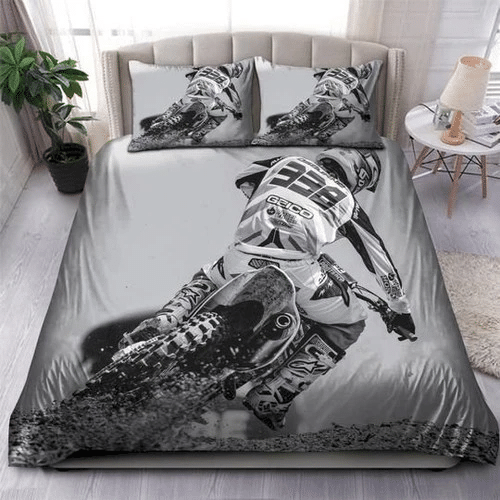 Motocross Black And White Bedding Sets Duvet Cover Bedroom Quilt